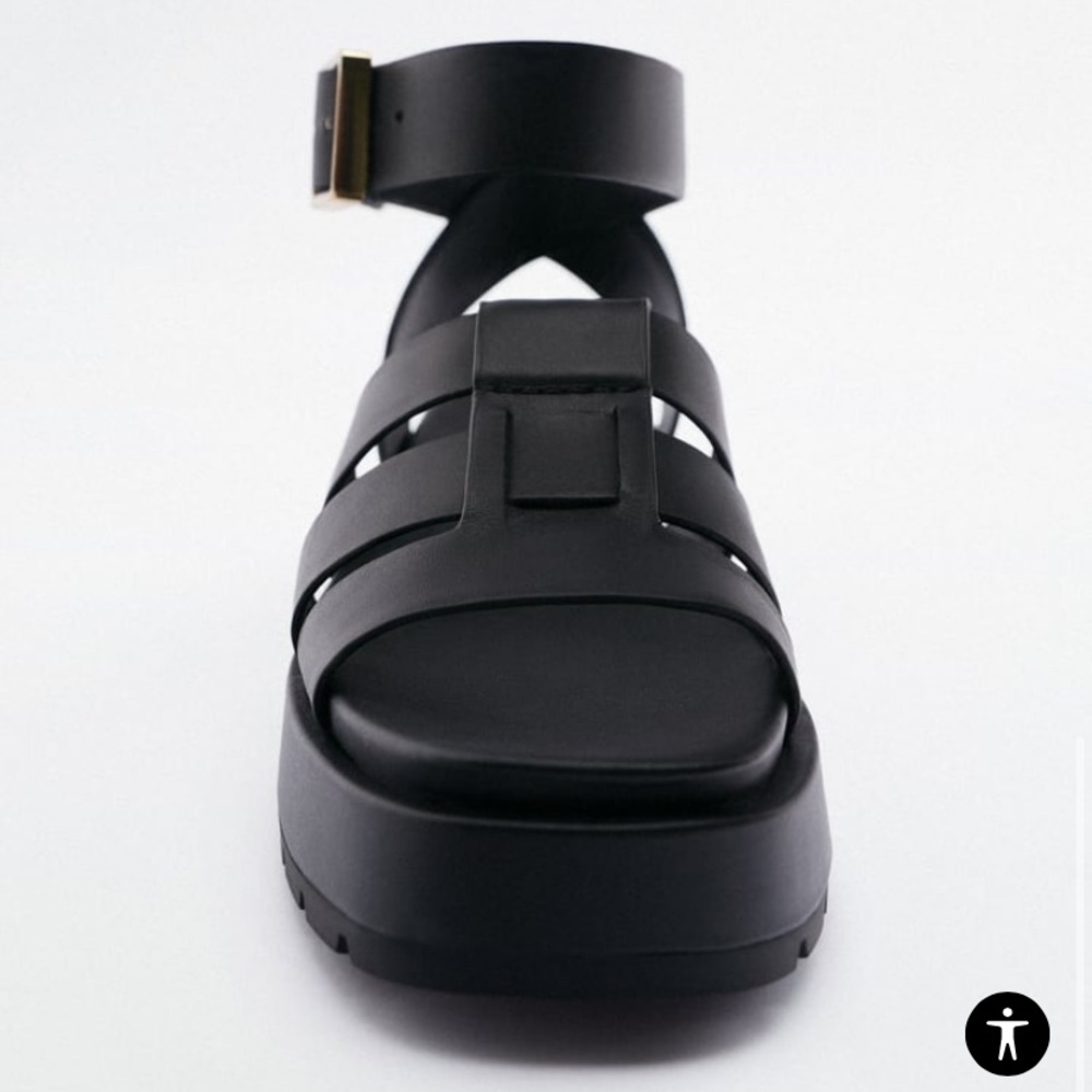 🖤HP🖤 Authentic Leather Zara Platform Chunky Fisherman Sandals US 9 EU 40 - Picture 3 of 12